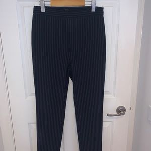 Cropped Navy Pinstripe Trousers